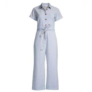 FRNCH - Size XS - Meliza Blue Striped Belted Jumpsuit